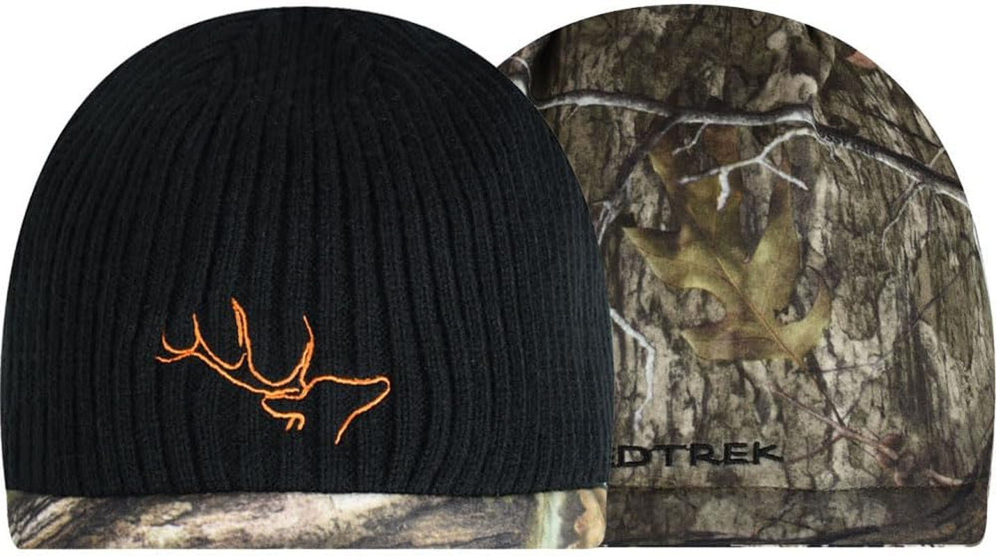 Reversible Windproof Fleece Beanie Hat - Warm Winter Hat for Hunting Fishing Camping in Cold Weather