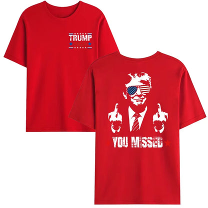 You Missed Trump 2024 US American Flag T-Shirt, Trump 2024 T-Shirt, Trump Shirt Trump You Missed Unisex Tshirt