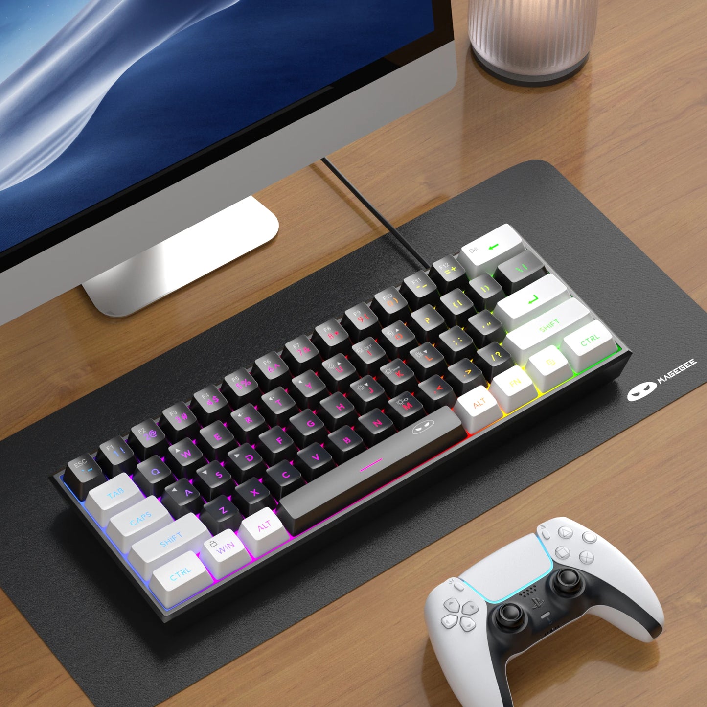 60% Compact Wired Keyboard 61 Keys RGB Backlight