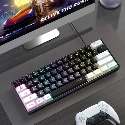 60% Compact Wired Keyboard 61 Keys RGB Backlight