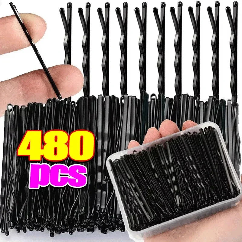 60-600pcs Black Hairpins