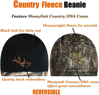 Reversible Windproof Fleece Beanie Hat - Warm Winter Hat for Hunting Fishing Camping in Cold Weather